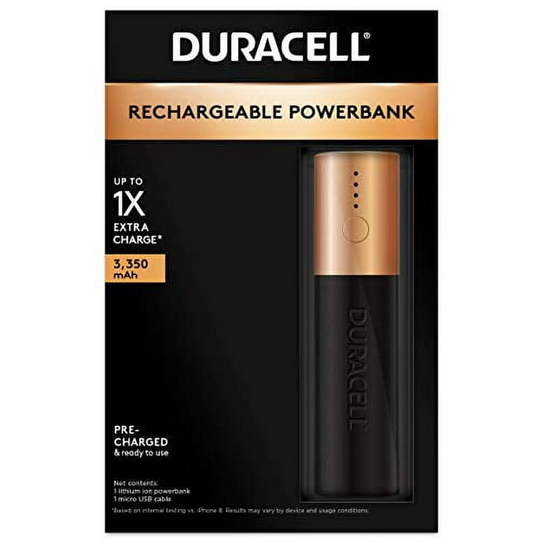 Duracell Rechargeable Powerbank 3350 mAh | 1 Day Portable Charger |  Compatible With iPhone, iPad, Samsung, Android, Nintendo Switch & more |  TSA