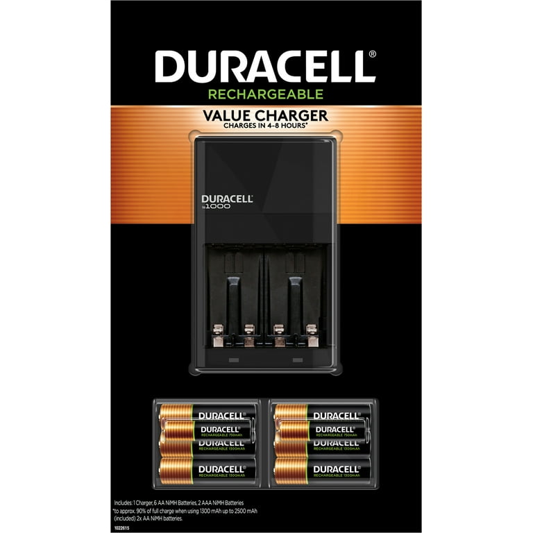 Duracell Rechargeable Value Charger with 6AA and 2 AAA NiMH Batteries