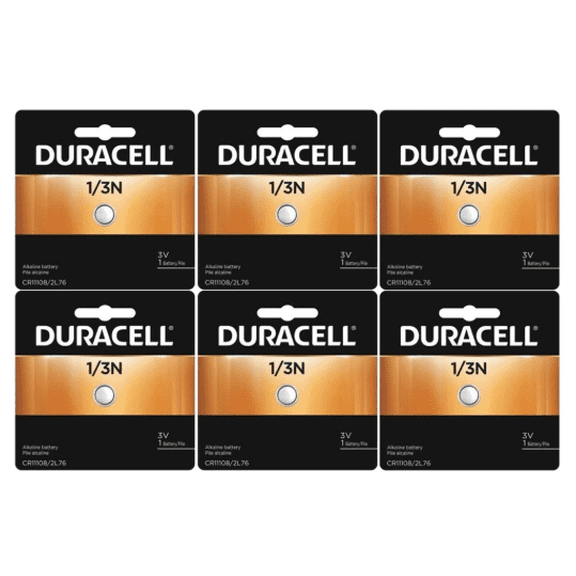 Duracell Size 1/3N, Lithium, 6 Pack, Standard Battery 3 Volts