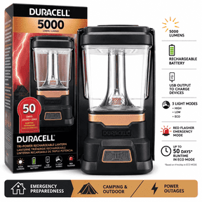 Duracell Tri-Power Rechargeable Lantern, 5000 Lumen LED Light for Camping & Power Outages
