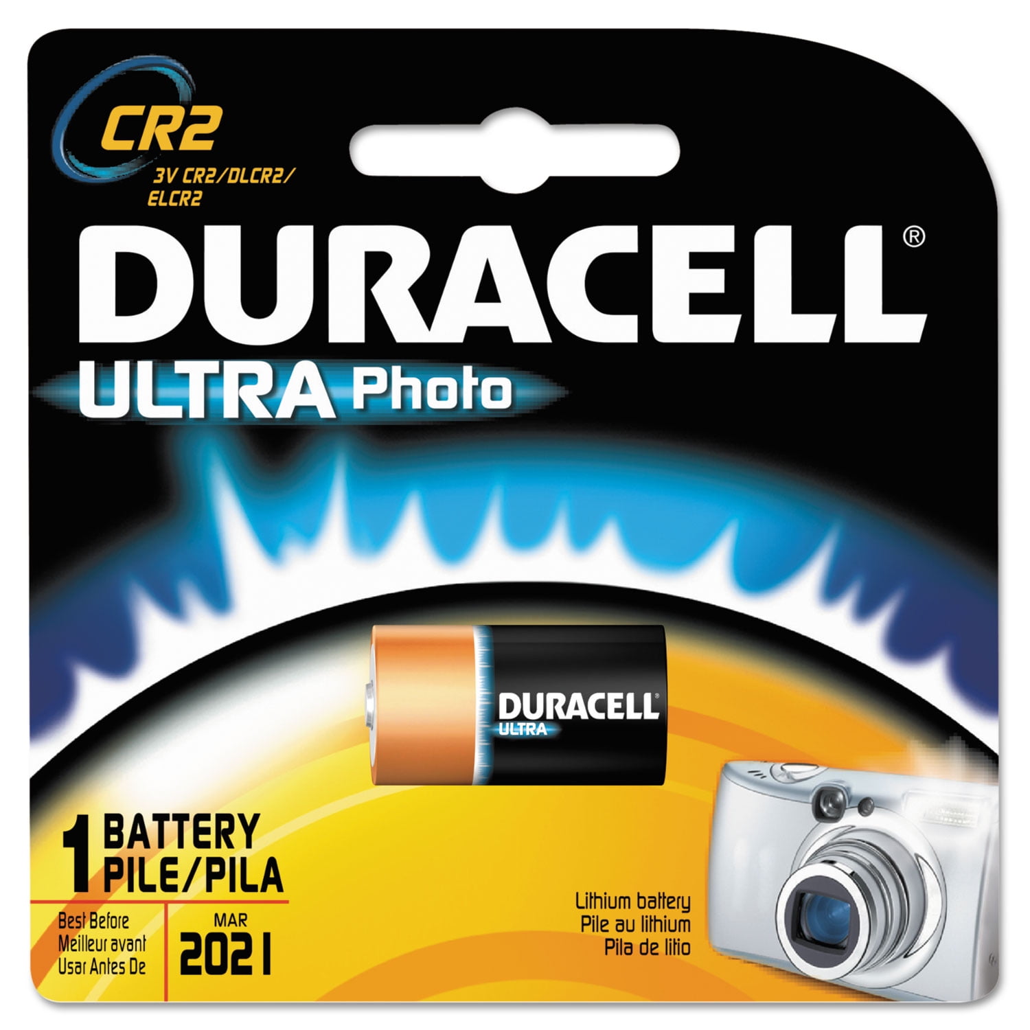 Duracell Ultra DL CR2 920mAh 3V Lithium Primary (LiMNO2) Button Top Photo  Battery (DLCR2) - Bulk