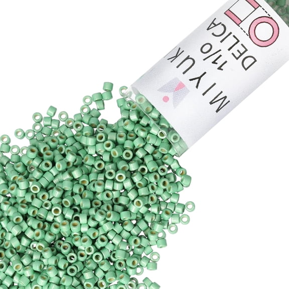 Miyuki Delica Seed Beads – Size 11/0 (1.6 mm), DB1844F, Duracoat Galvanized Matte Dark Mint Green, 7.2 g, Approx. 1440 Beads