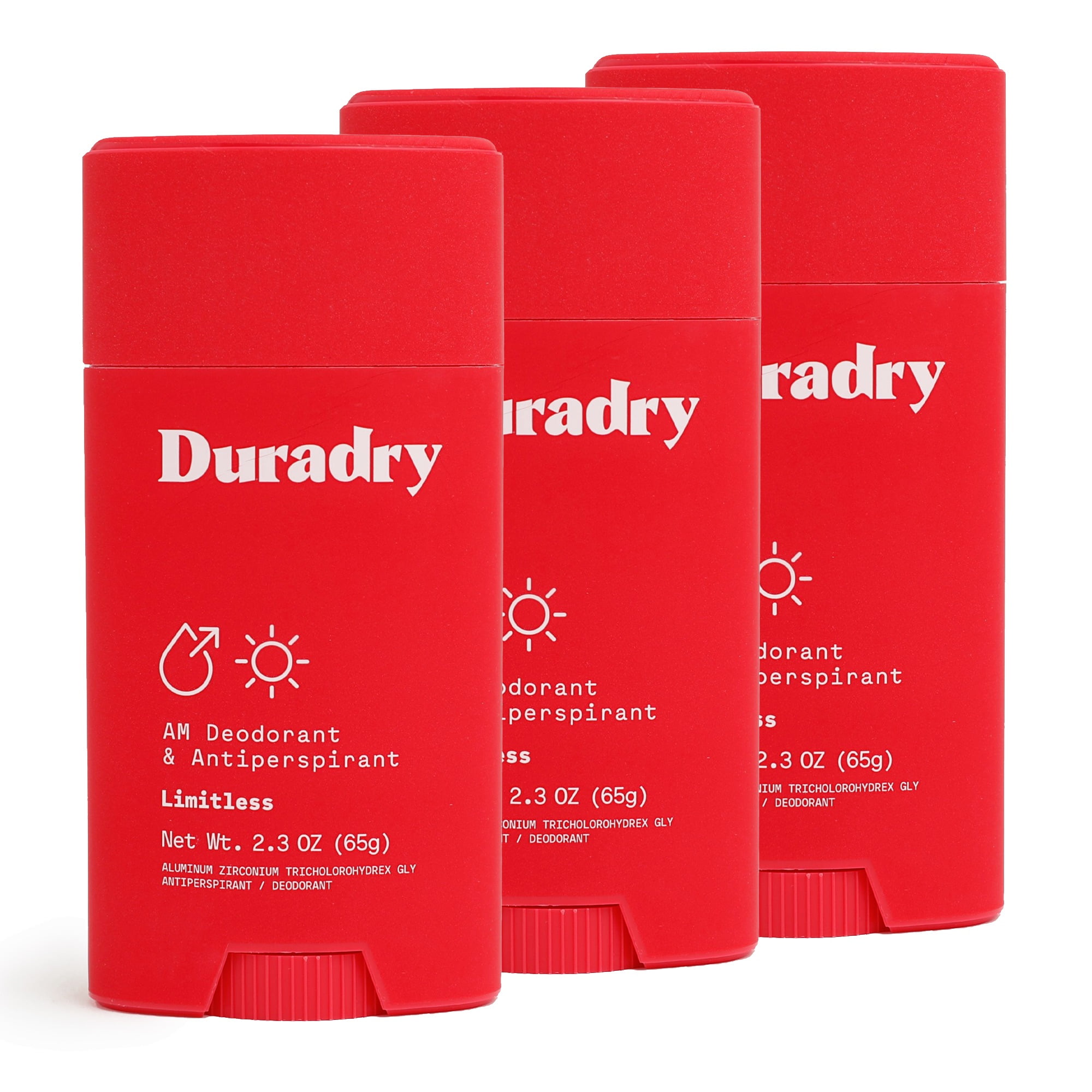 Duradry AM Deodorant & Antiperspirant - Prescription Strength Deodorant for Hyperhidrosis, Antiperspirant for Women & Men, Armpit Sweat Protection, Silicone-free - Limitless, 2.3 Oz (Pack of 3)