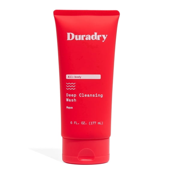 Duradry Deodorizing Body Wash for Men and Women, Odor Control, Deep Cleansing & Moisturizing, Aqua Scent, 6 fl oz
