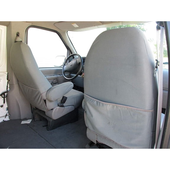 Durafit Covers F362 Dark Gray Leatherette High Back Captain Chairs Seat Covers, 2-Piece