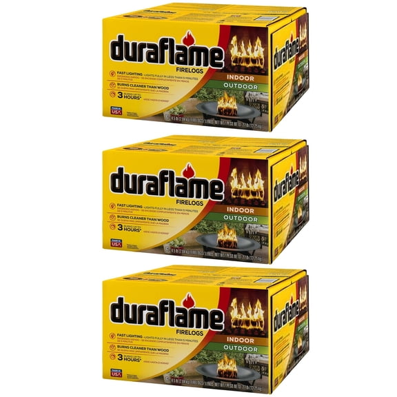 Duraflame 4.5 Pound 3 Hour Long Burn Time Indoor Outdoor Quick Light Fire Log for Camping, Firepits, Bonfires, and Fireplaces 18 Pack, Neutral