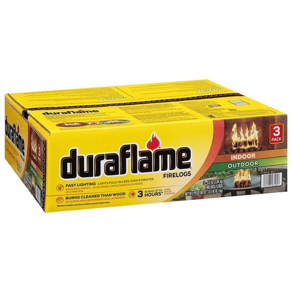 Duraflame 4.5 lb Firelog 3-Pack, 3 Hour Burn, Indoor/Outdoor Use