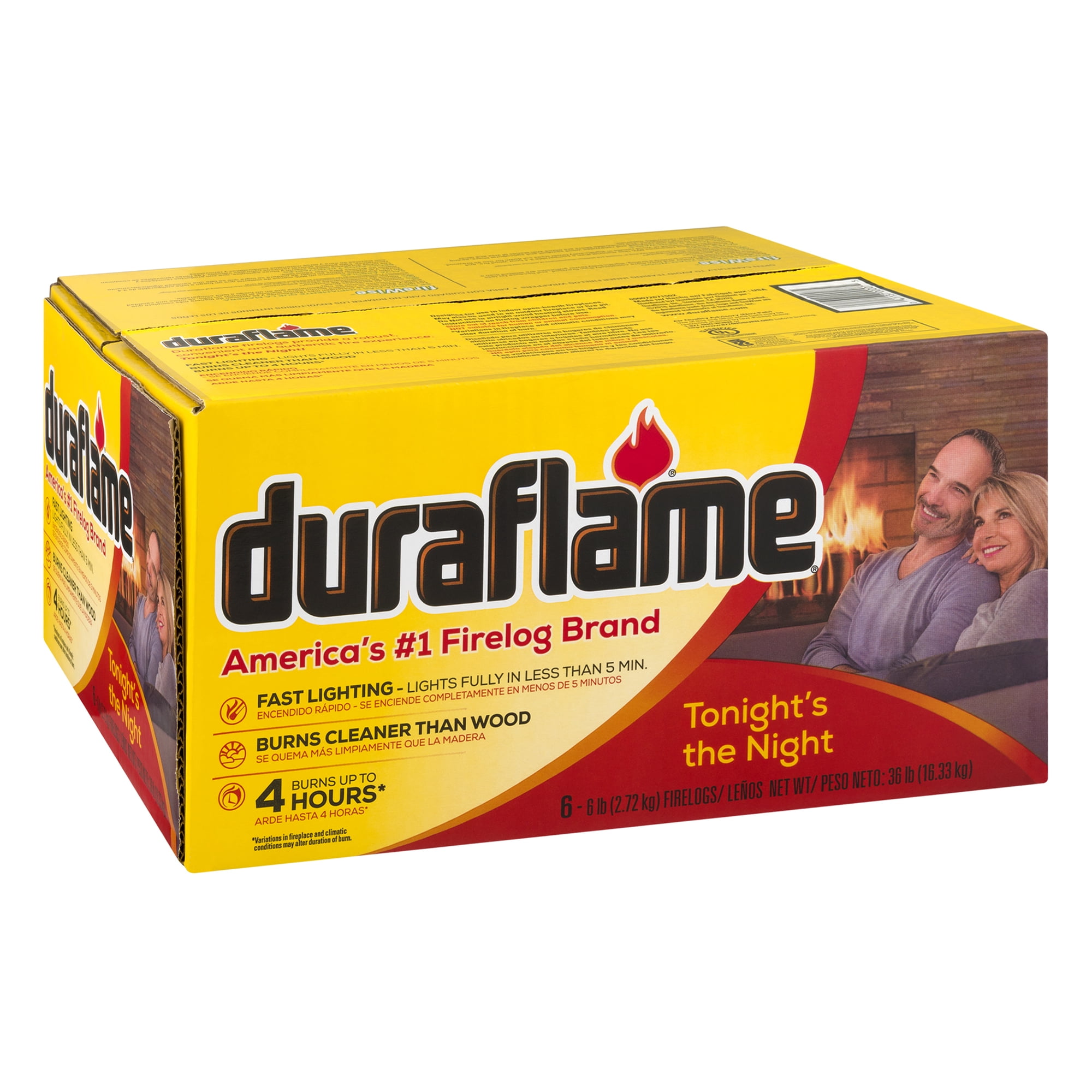 Duraflame 6lb Firelogs 6-Pack Case, 4 Hour Burn - Walmart.com