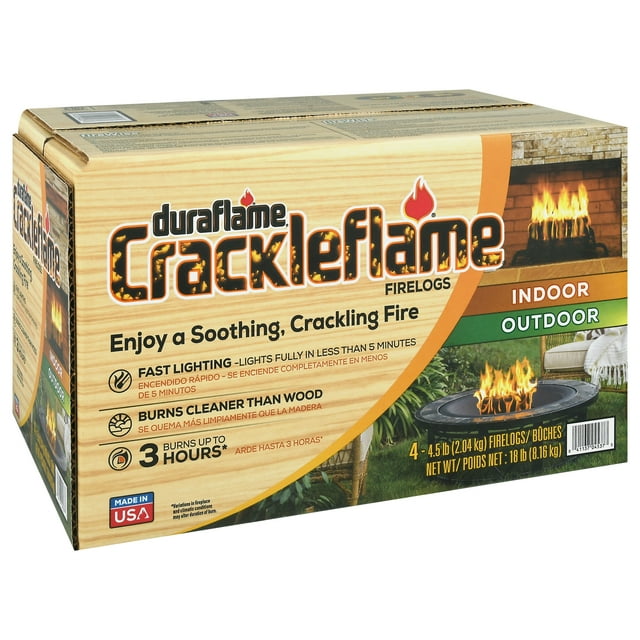 Duraflame Crackleflame 4.5lb Firelogs, 3 Hour Burn, 4Pk Case