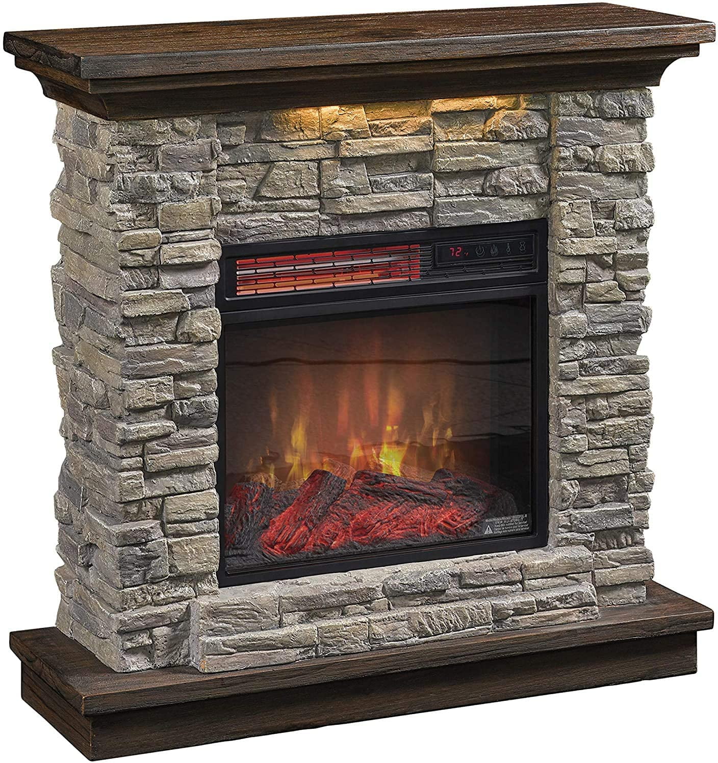 Austin Smoky Gray Stone Electric Fireplace Mantel