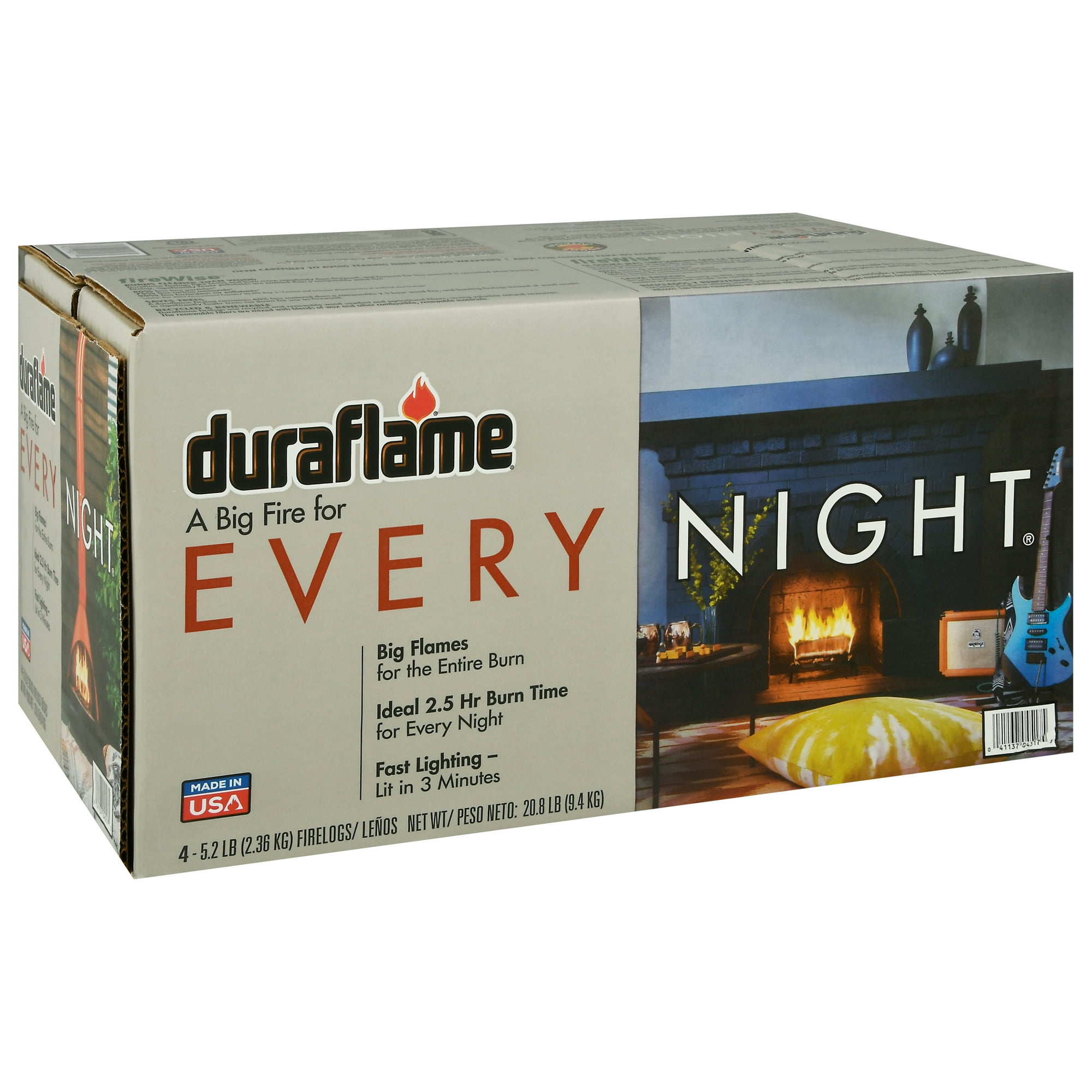 Duraflame Every Night 5.2 lb Firelogs, 4 Logs per Case, 2.5 Hour Large Fire  - Walmart.com