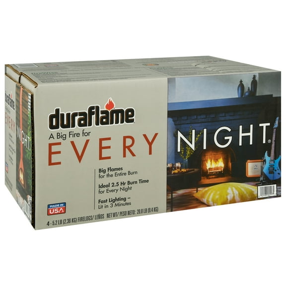 Duraflame Every Night 5.2 lb Firelogs, 4 Logs per Case, 2.5 Hour Large Fire
