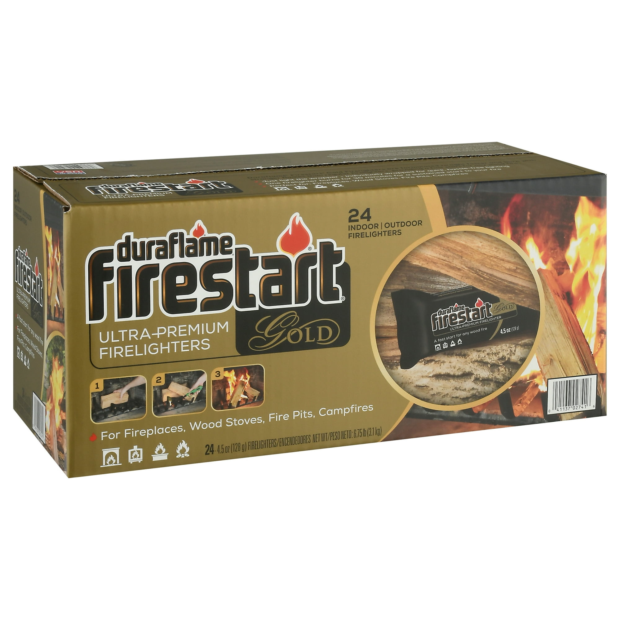 Duraflame Firestart Gold Ultra Premium 4.5 oz Fire Starters 24 Count -  Walmart.com