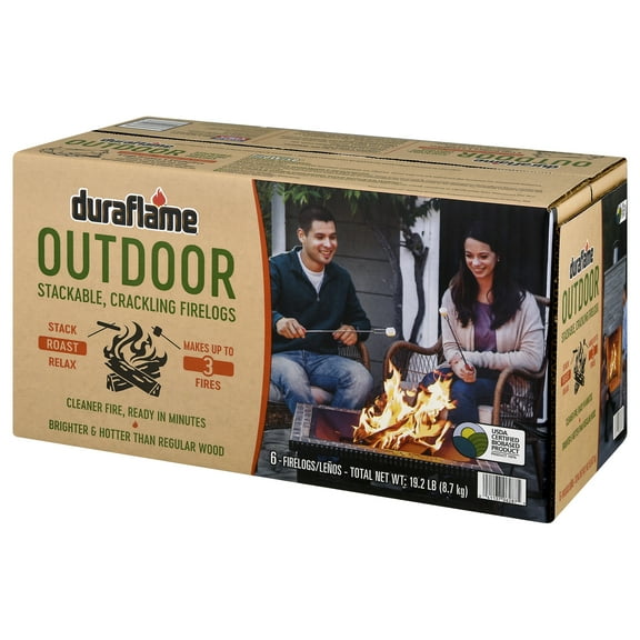 Duraflame Outdoor Crackling Firelogs, 6 Logs for up to 3 Campfires