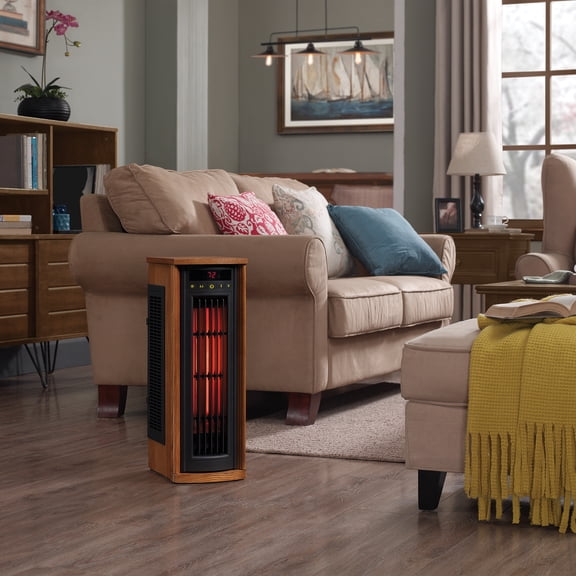 Duraflame Portable Electric Infrared Quartz Oscillating Tower Heater, Oak