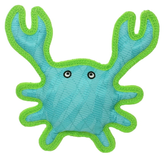 Duraforce Crab Blue Green Durable Woven Mesh Fiber Squeaky Dog Toy
