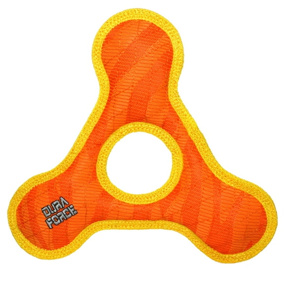 DuraForce TriangleRing Tiger Orange-Yellow Durable Woven Mesh Fiber Squeaky Dog Toy
