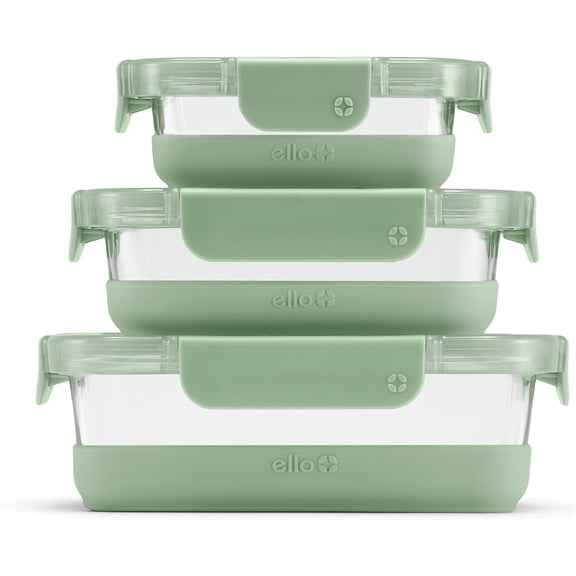 Duraglass Refresh Mixed Meal Prep Set 6Pc, 3 Pack - Glass Food Storage Container with Silicone Boot and Airtight BPA-Free Plastic Lids, Dishwasher, Microwave and Freezer Safe, Cactus