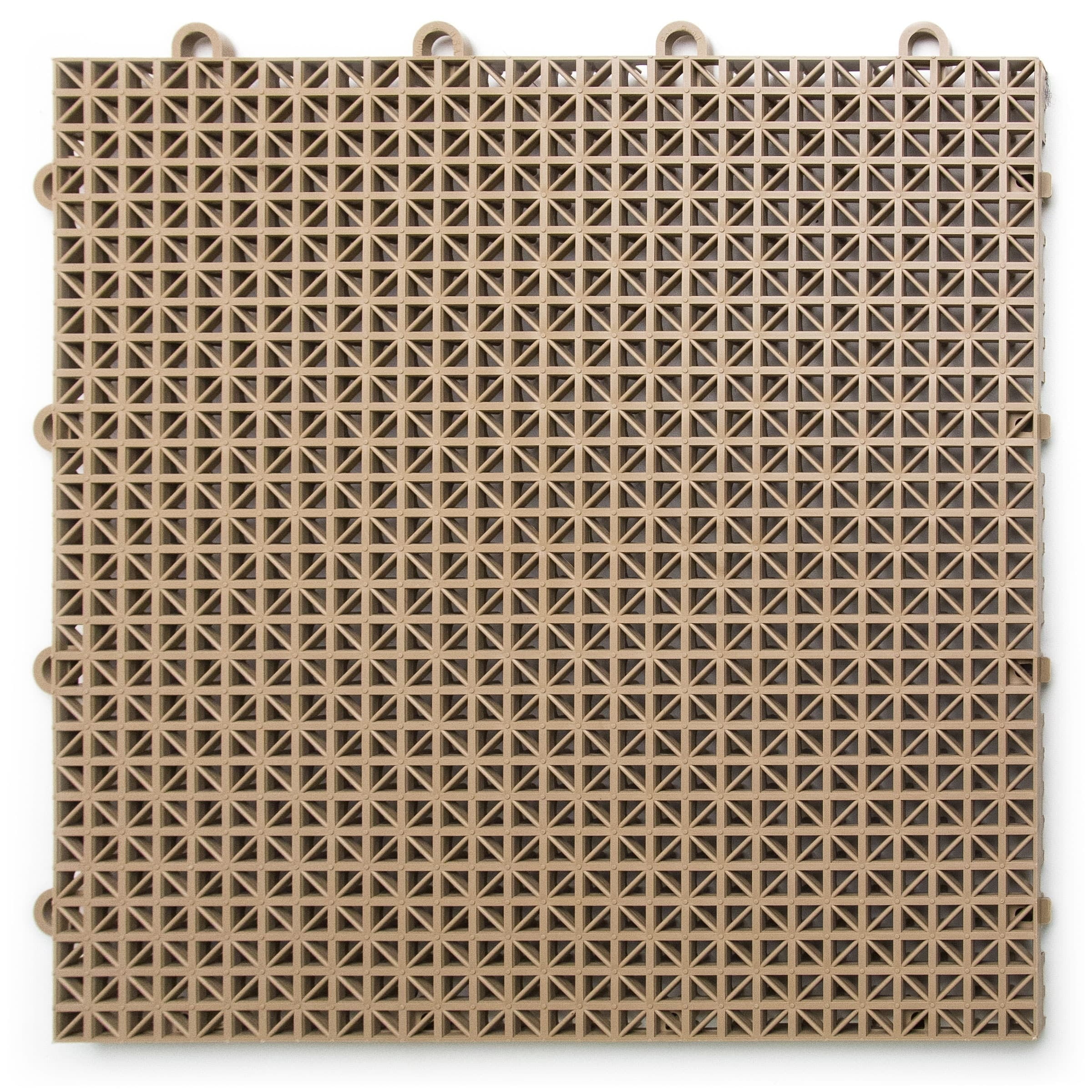 Beige Interlocking Modular Plastic Deck Tiles, 12" x 12", 40 Pack