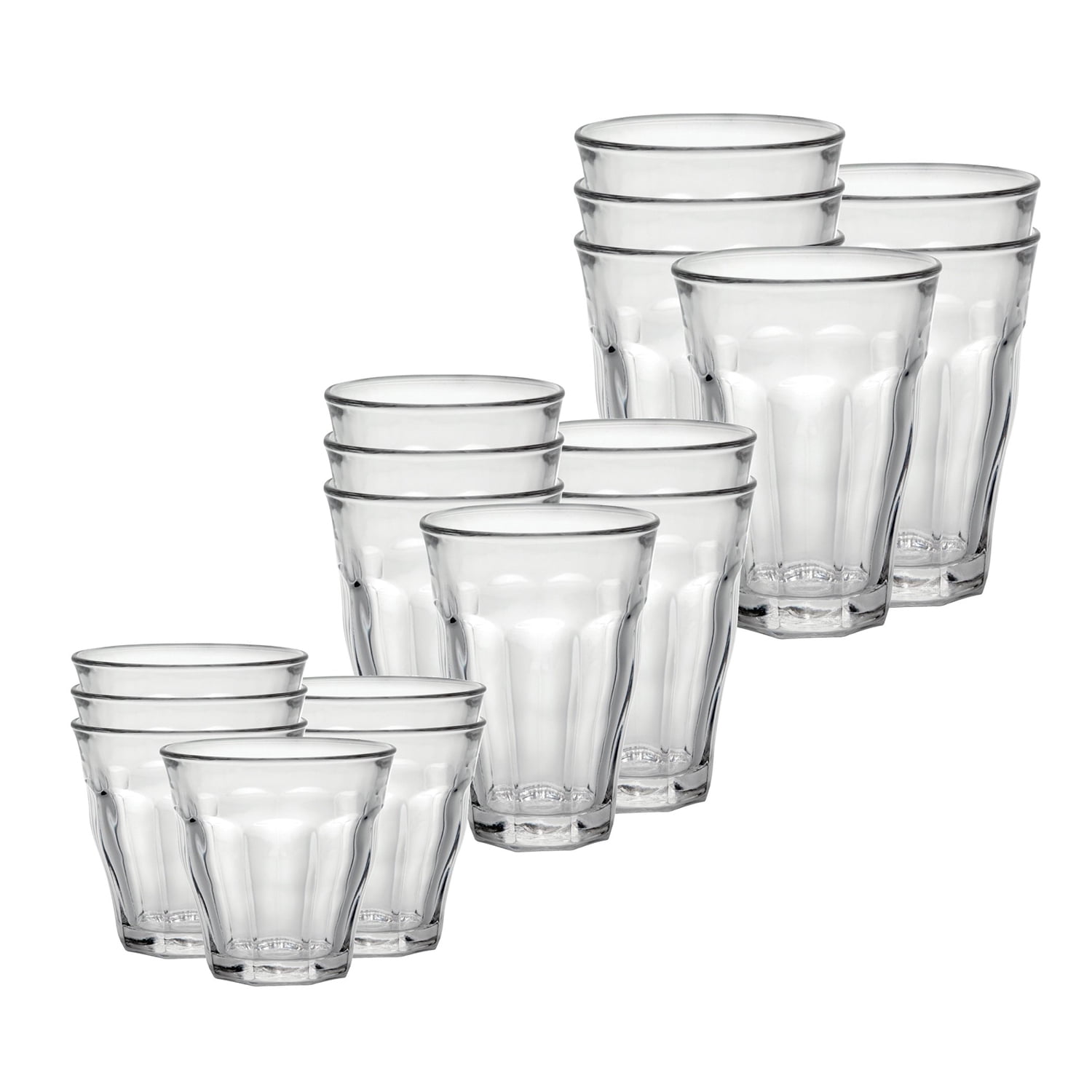 Duralex Picardie 18 Piece Clear Tempered Glass Drinkware and Tumbler