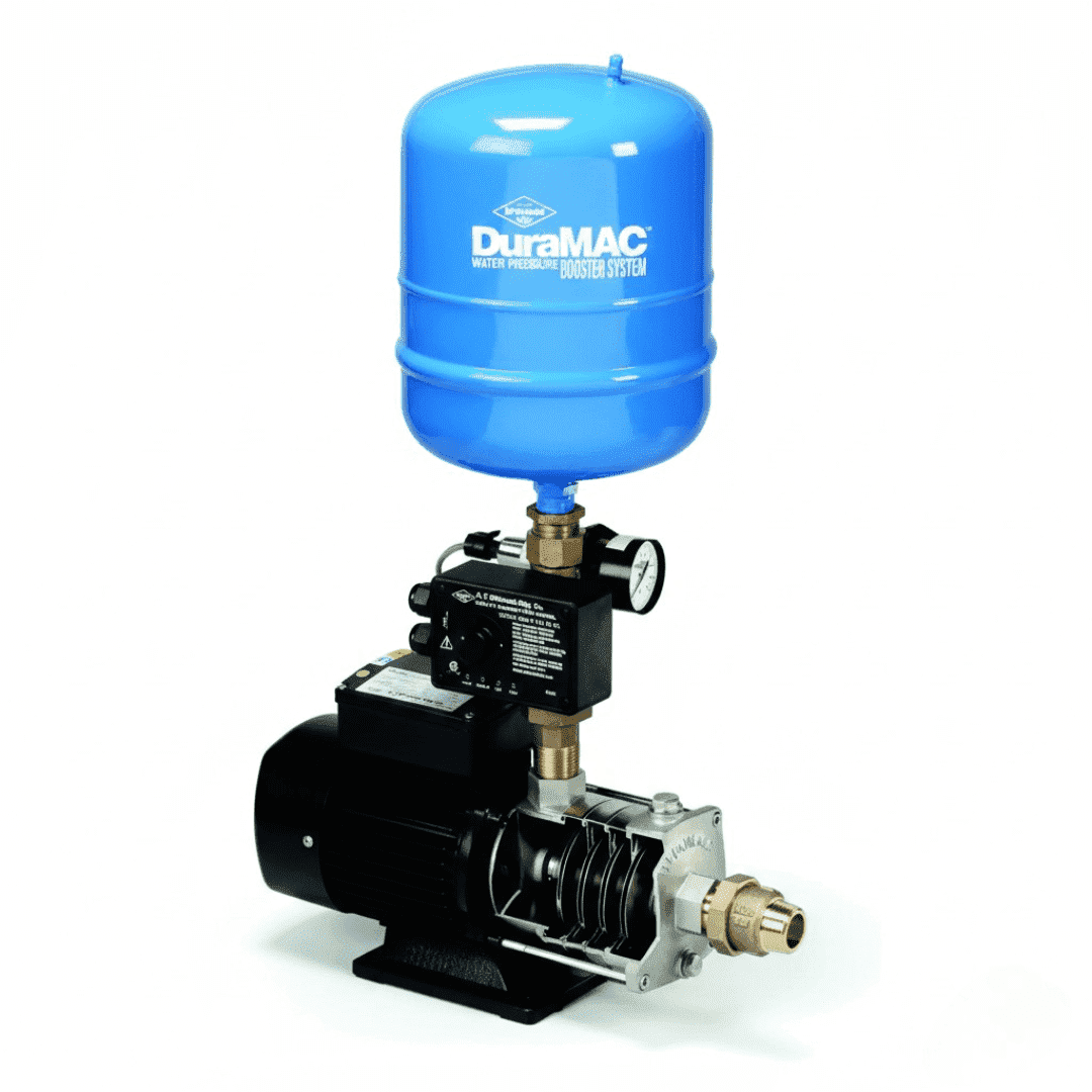 DuraMAC Residential Booster Pump Water Pressure System 35 PSI 120 V 1/2HP Model 17035R020PC1, Water Pressure Booster with 1″ Inlet/Outlet, No-Lead Brass Stainless Steel Components
