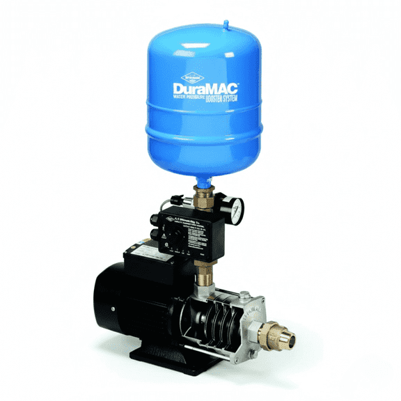 DuraMAC Residential Booster Pump Water Pressure System 35 PSI 120 V 1/2HP Model 17035R020PC1, Water Pressure Booster with 1″ Inlet/Outlet, No-Lead Brass Stainless Steel Components