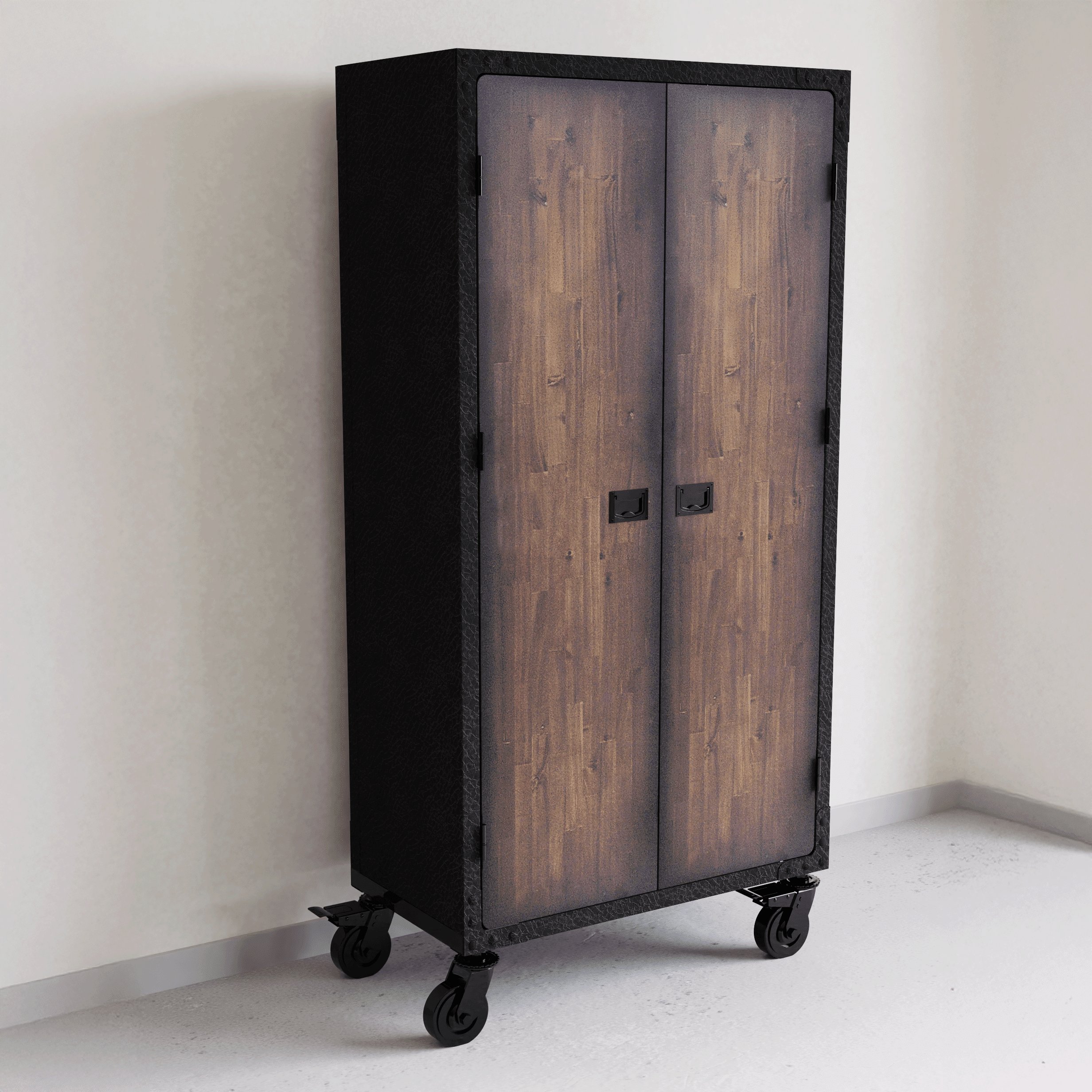 Duramax 36" Industrial Black Metal and Wood Freestanding Cabinet