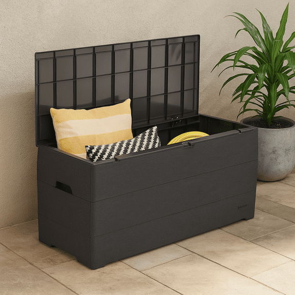 DuraMax Outdoor Weather-Resistant 71 Gallon Plastic Resin Deck Box, Gray