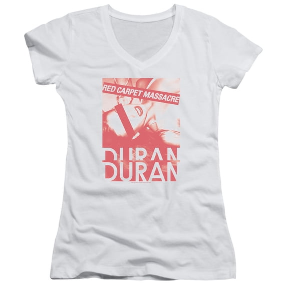 Duran Duran Red Carpet Massacre Junior Women's V-Neck T-Shirt White
