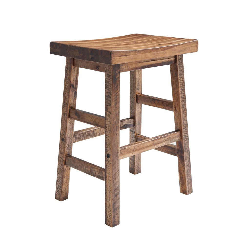Durango 26" Brown Wood and Metal Saddle Stool
