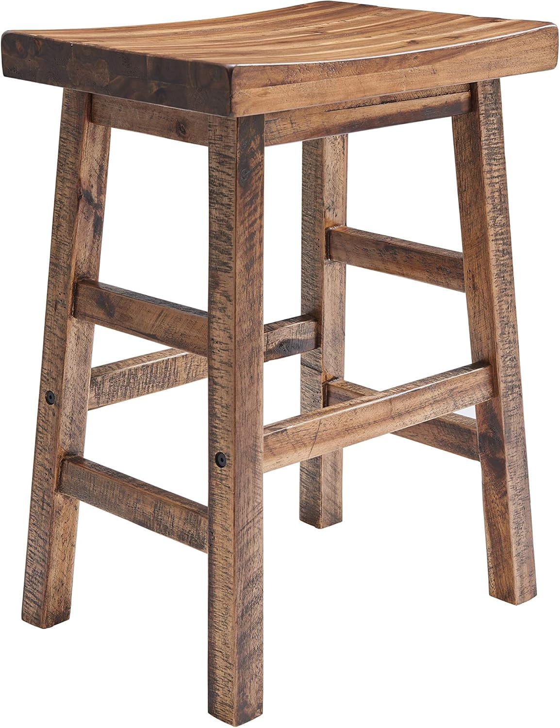 Durango 26" Brown Wood and Metal Saddle Stool