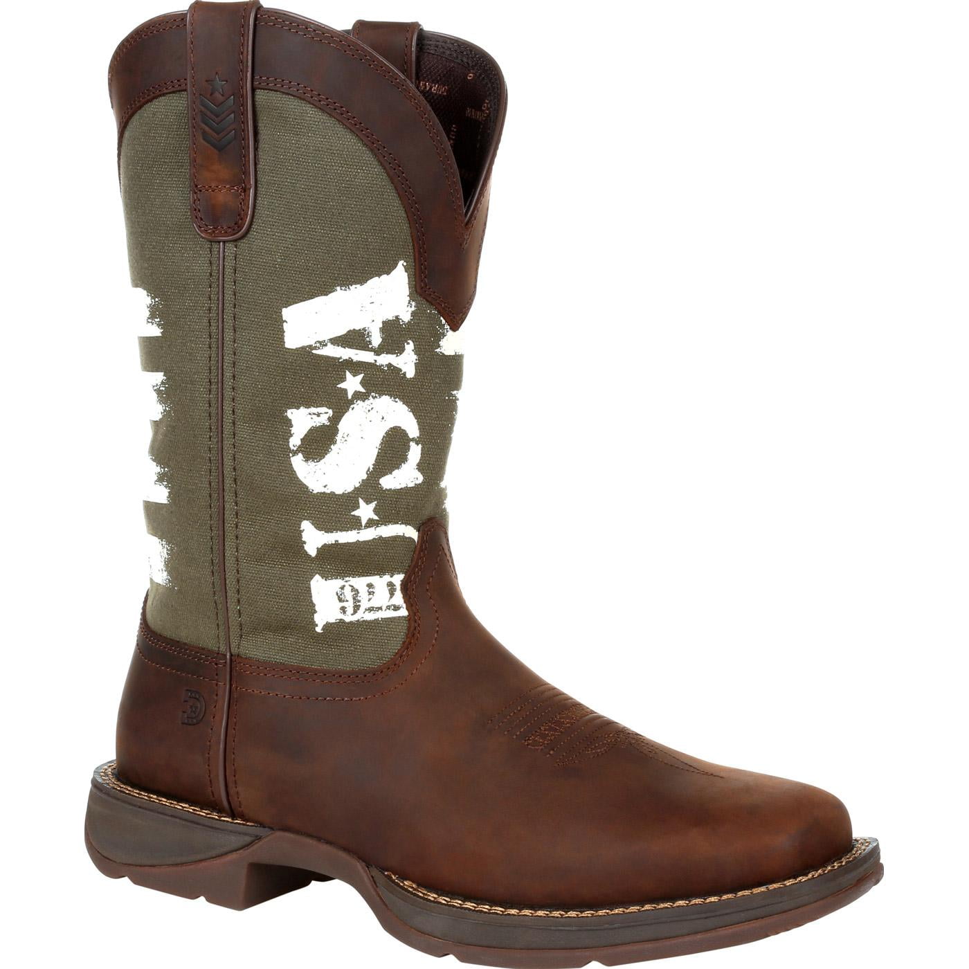 Durango Army Green USA Print Western Boot Size 8.5 W