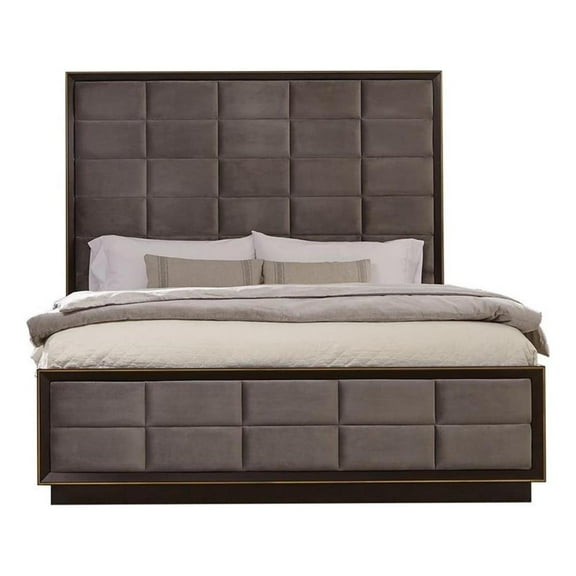Durango California King Upholstered Bed Smoked Peppercorn and Grey