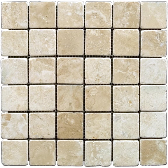 Durango Cream 2 X 2 Tumbled Travertine Mosaic Tile - Box of 5 sq. ft.