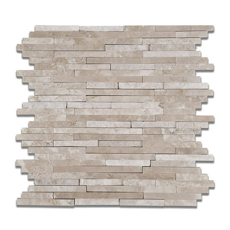 Durango Cream Travertine Polished & Split-Faced (Mix) Random Strip Mosaic Tile Sample