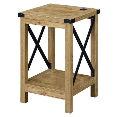 Durango End Table with Charging Station, Light English Oak