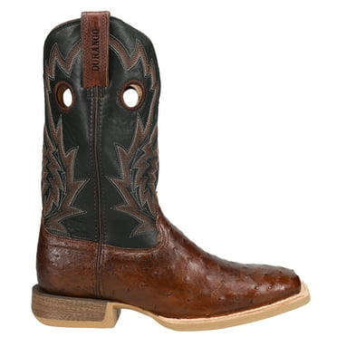 Durango Mens Rebel Pro Oiled Saddle Ostrich Embroidered Square Toe Pull On