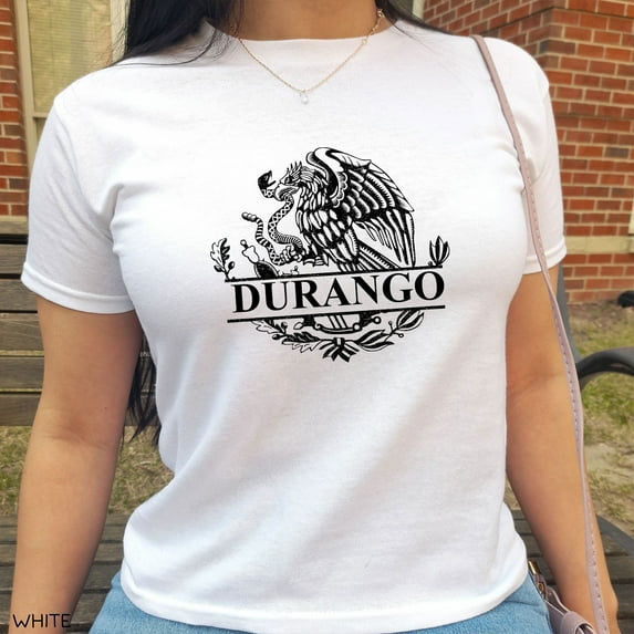 Durango Mexico Eagle Emblem Baby Tee Mexican Women Crop Top Proud Mexican