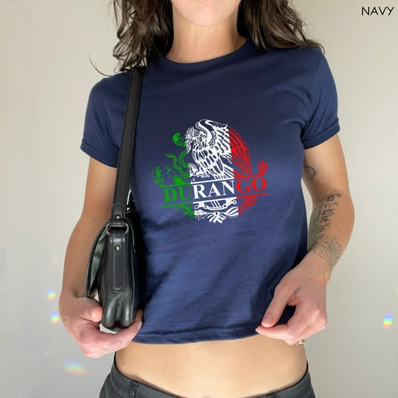 Durango Mexico Eagle Emblem Baby Tee Mexican Women Crop Top Proud Mexican