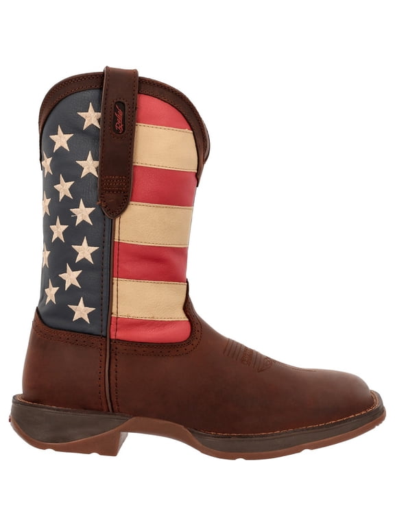 Patriotic Pull-On Western Flag Boot, Brown And Union Flag, Size 8.5(D)