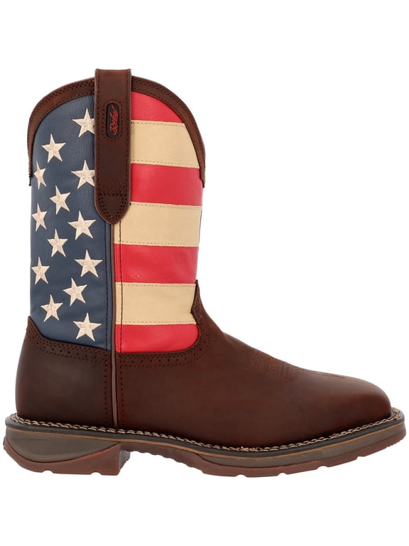 ® Workin' Rebel™ Patriotic Steel Toe Work Boot, Dark Brown And Union Flag, Size 14(M)