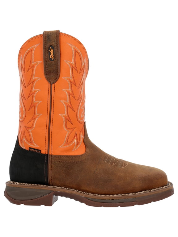 ® Workin' Rebel™ Steel Toe Waterproof with InsulKul™ Work Boot, Coffee And Monarch Orange, Size 13(M)