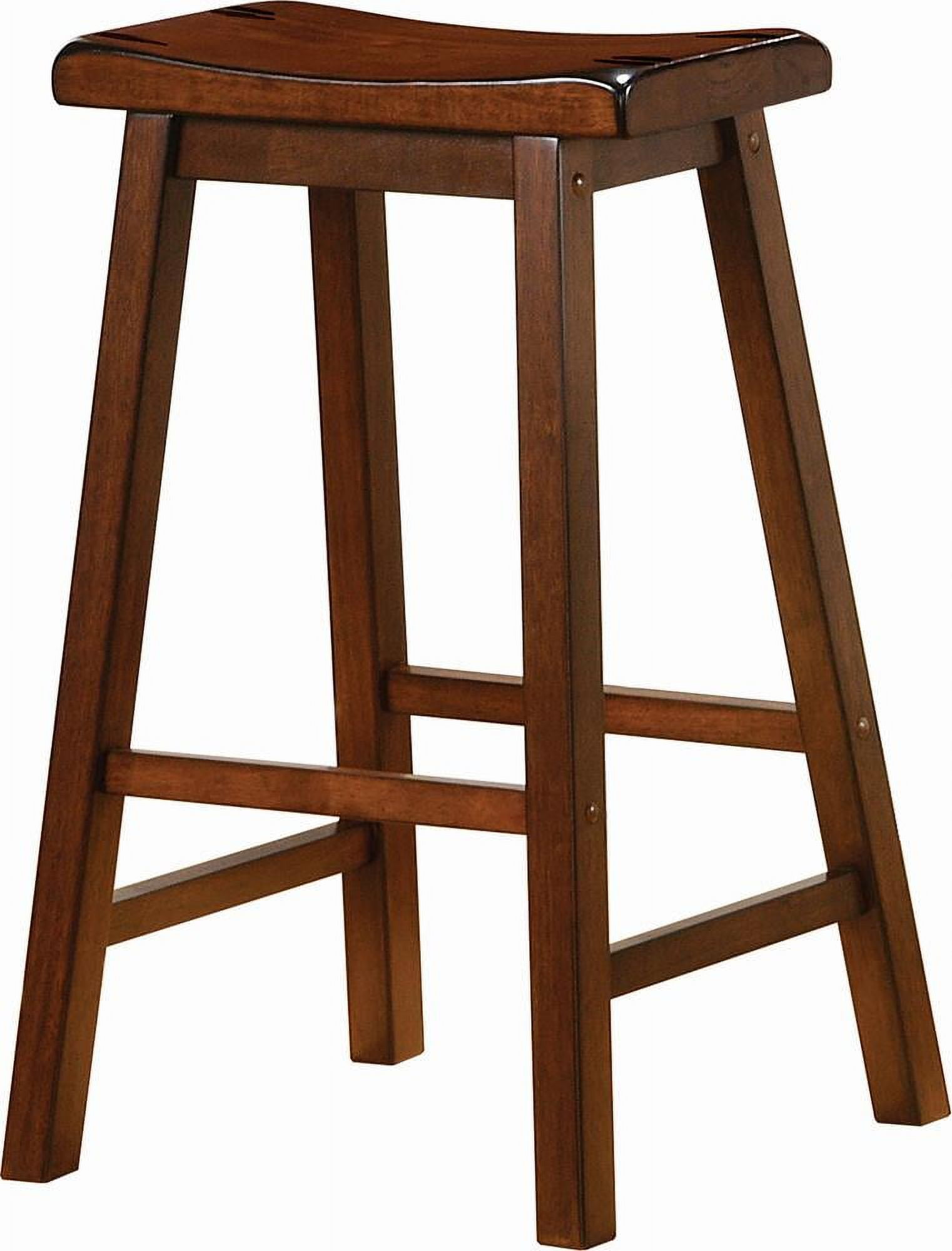 Chestnut Wood Backless Saddle Bar Stools, 29" Set of 2