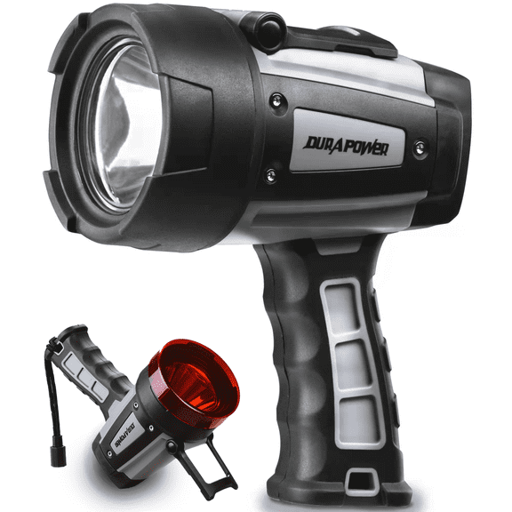 Durapower Rechargeable IP68 Waterproof LED Spotlight, 1400FT Long Beam Handheld Flashlight with Adjustable Stand