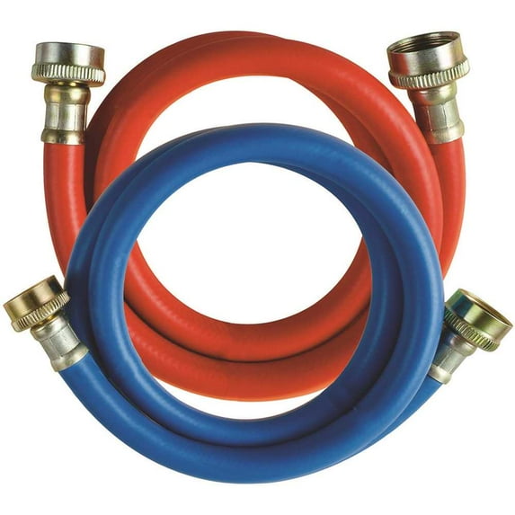 Durapro 531070 4 ft. Red and Blue PVC Washing Machine Fill Hose - Pair