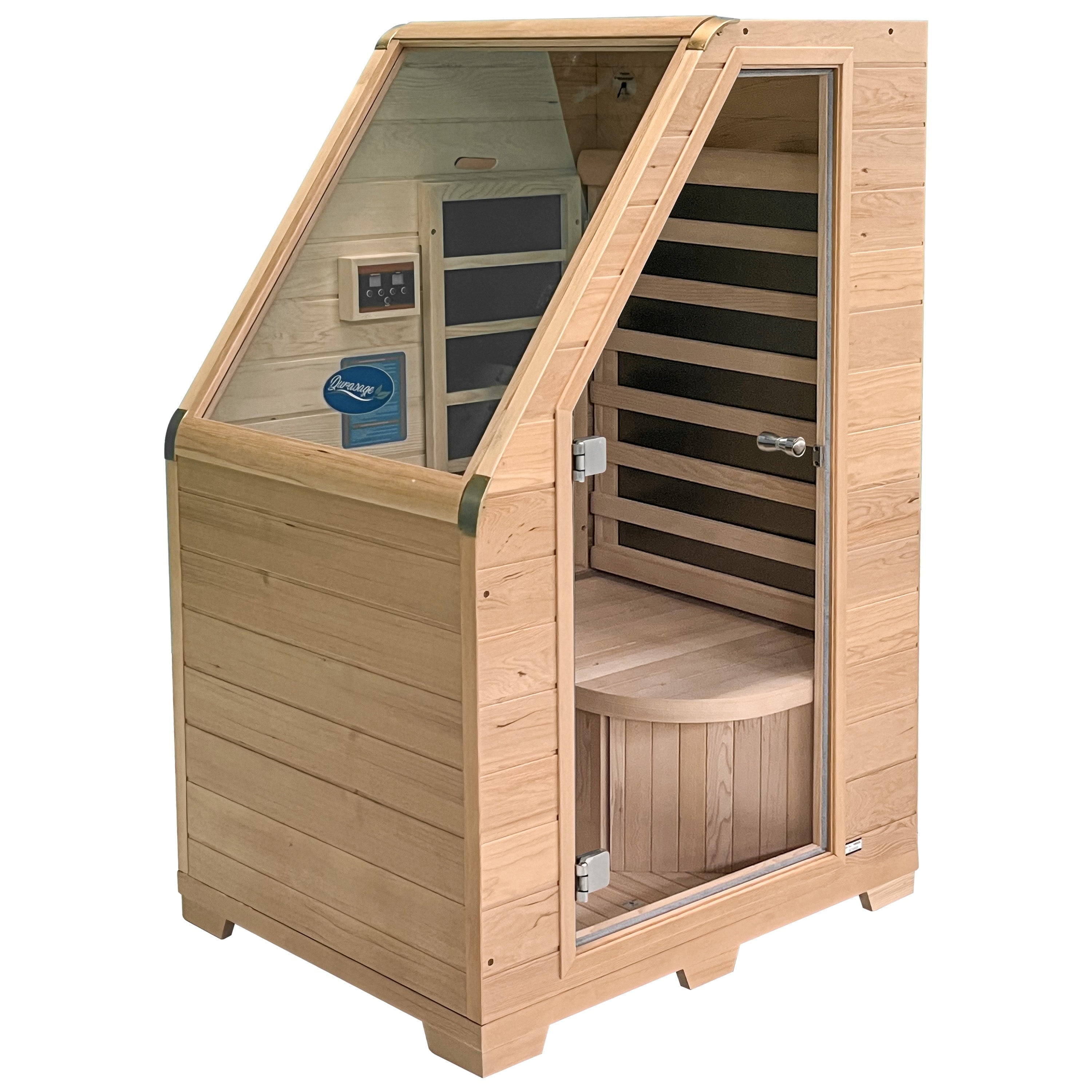 Durasage 1-Person Carbon Infrared Sauna, Canadian Hemlock Wood Sauna for Home Use, 760 Watts, Indoor Sauna with Easy Assembly and Digital Touchpad