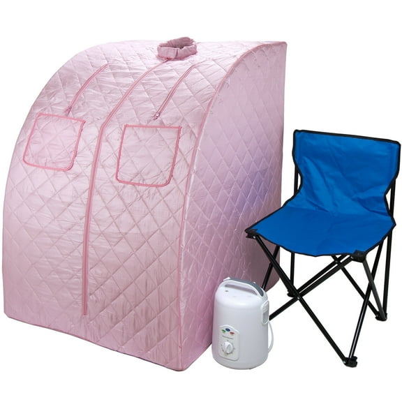 Durasage Oversized Portable Steam Sauna Spa - Relaxation at Home - 60 Minute Timer - 800 Watt Steam Generator - Chair Included - XLarge - Light Pink