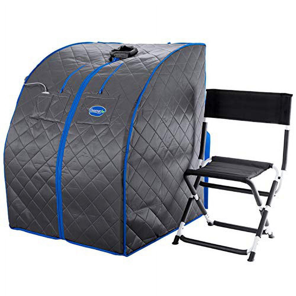 Gray Portable Infrared Sauna with Foldable Chair and Heated Footpad