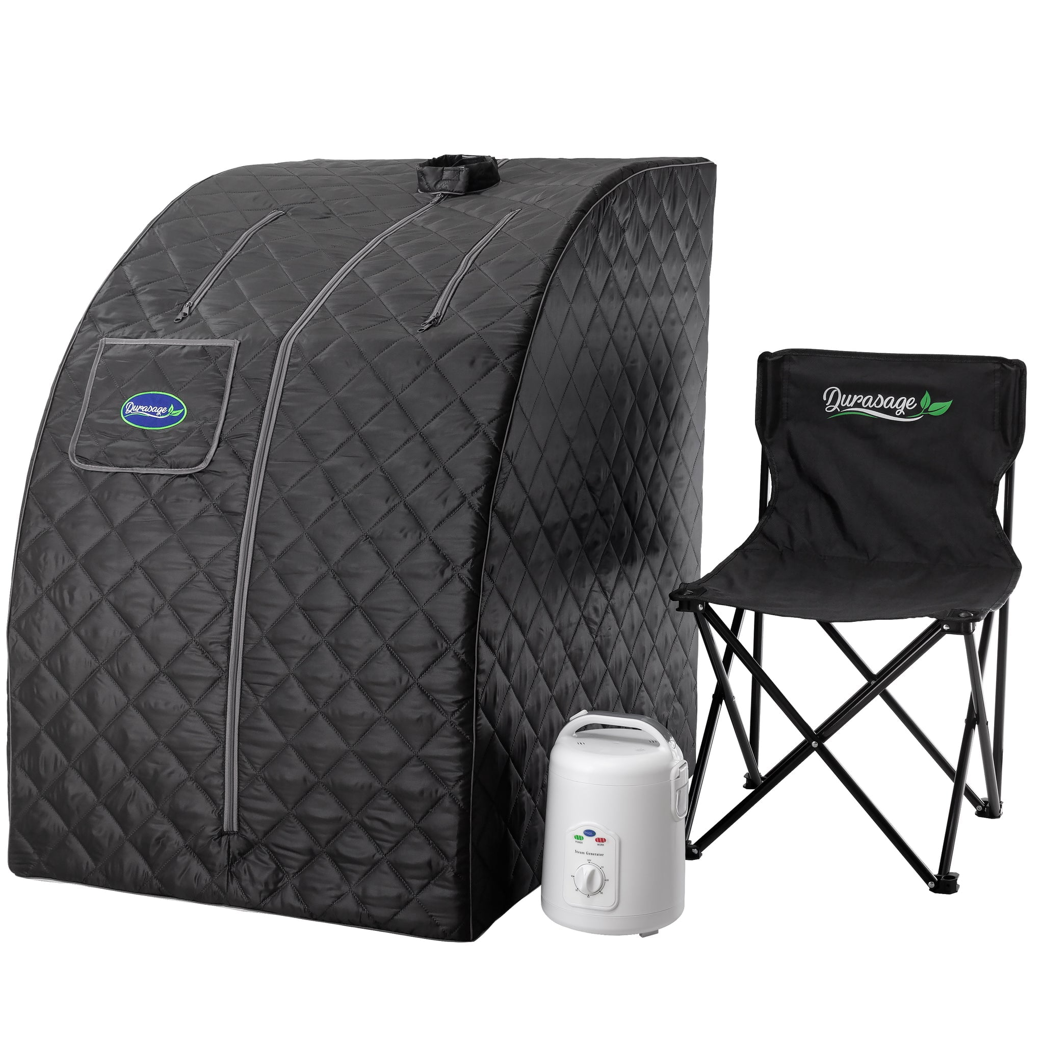 Durasage Dark Gray Portable Steam Sauna Spa with Chair