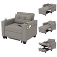 thumbnail image 1 of Accent Chairs Armchairs Arm Lounge Chair into Sofa Bed Faux Leather with USB, Storage Space for Living Room Bedroom, Gray, 1 of 7